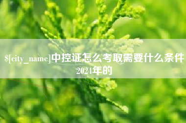 平顶山中控证怎么考取需要什么条件2024年的