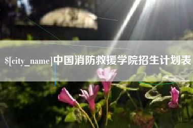 平顶山中国消防救援学院招生计划表